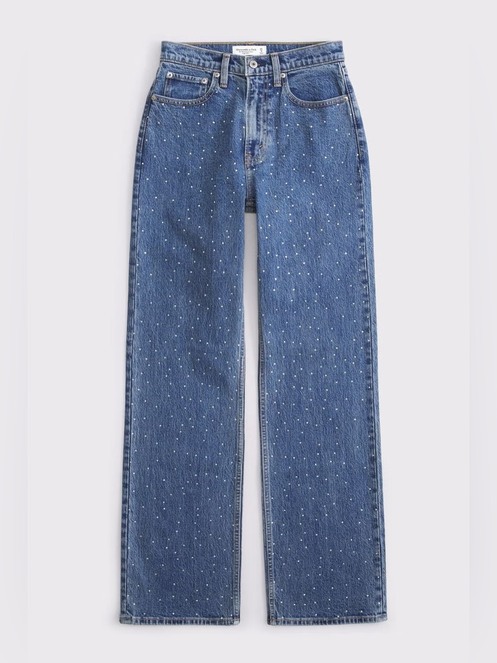 Abercrombie & Fitch Curve Love 90s High Rise Relaxed Jean with Rhinestone Detail